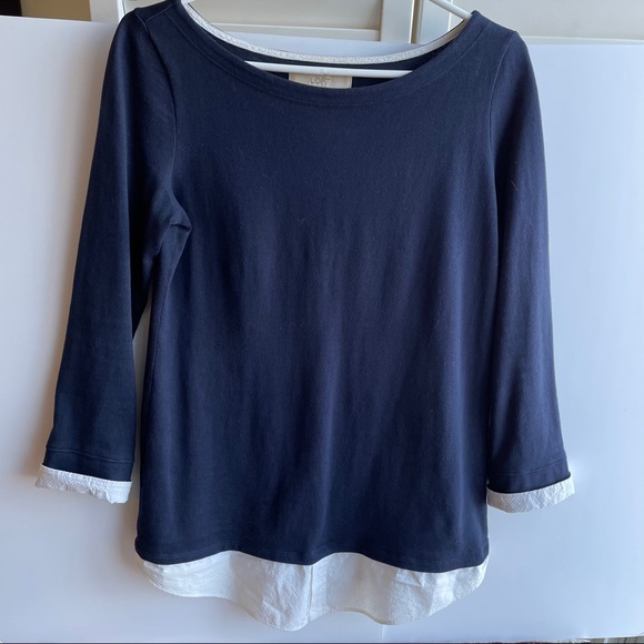 Loft, Navy blue top, 100% Cotton - Picture 9 of 9
